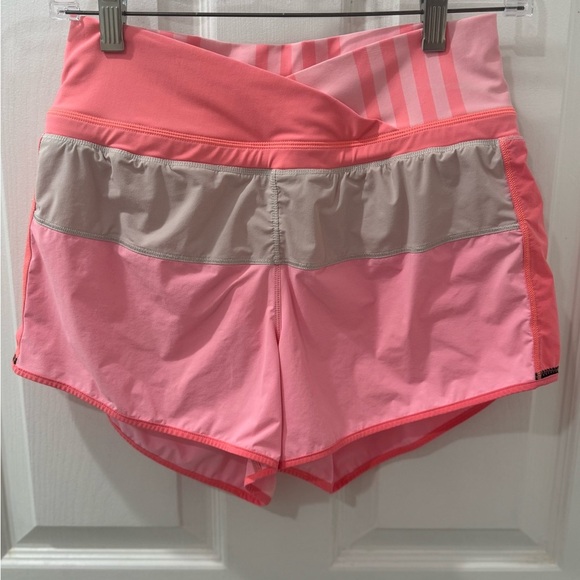 LULULEMON Women's Pink and Gray Run Pace Shorts Elastic Waist - Picture 1 of 4